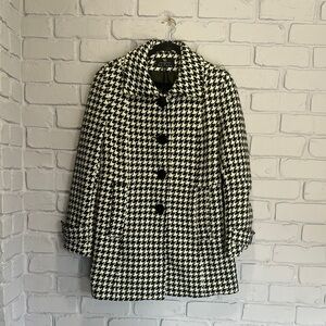 NWOT Collection B Black and White Pea Coat Timeless Checkered Design size L